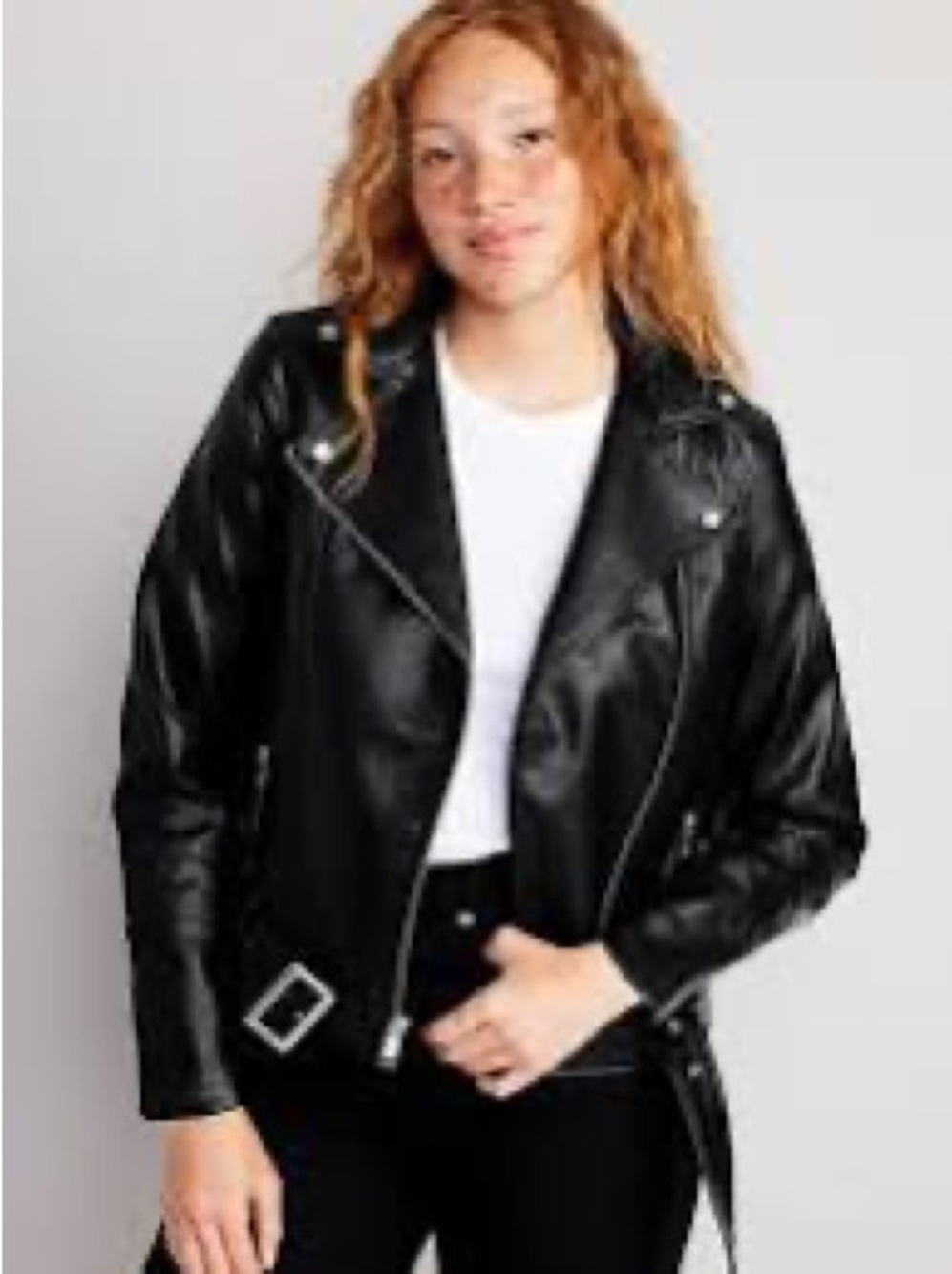 NWT! Old Navy Faux-Leather Belted Biker Jacket Size XS